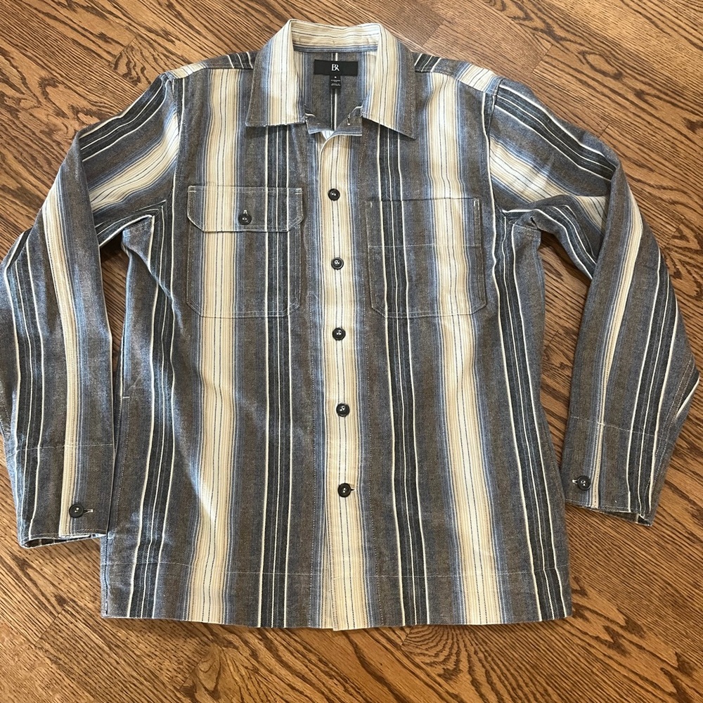 BR Banana Republic Ramone Blanket Stripe Over Shirt Shacket Men Small Pockets
